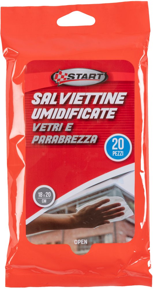 foto del prodotto salviette umidificante per vetri e parabrezza 18cm x 20cm 20 pezzi