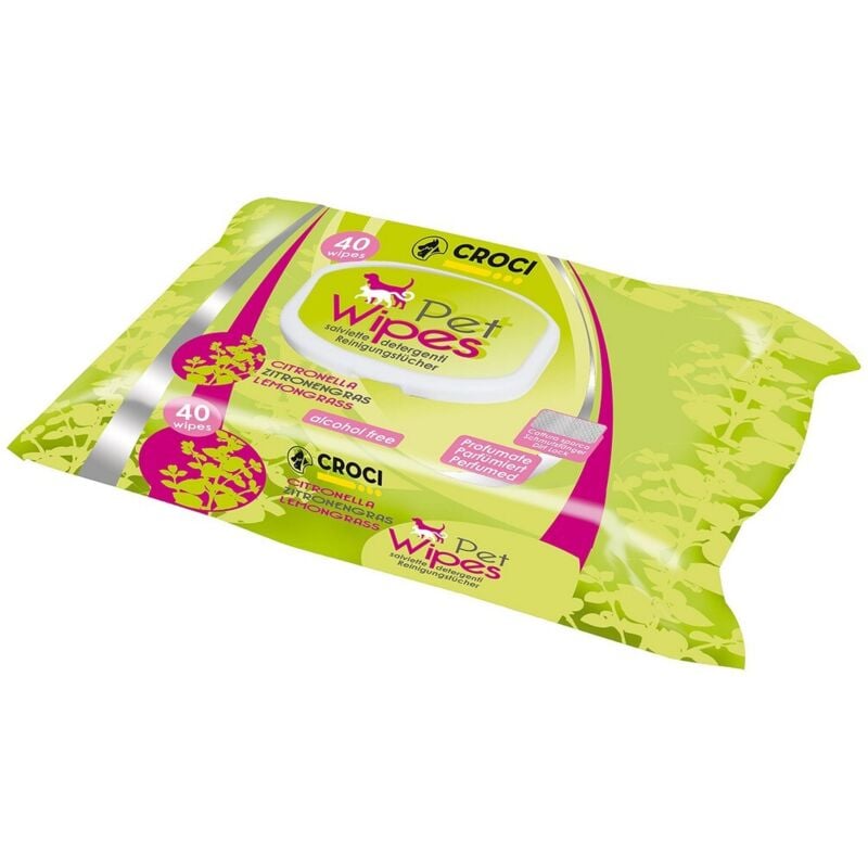 foto del prodotto salviette umidificate per animali domestici aroma citronella xl confezione da 40 unità 30x20 cm gill's
