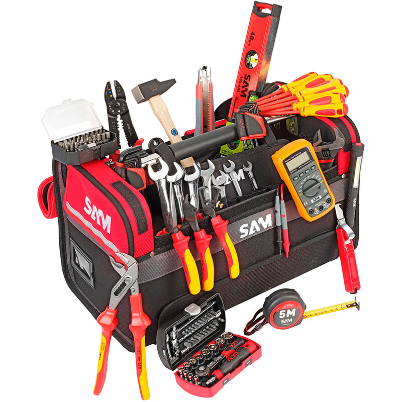 foto del prodotto sam outillage cassetta tessile 39 litri 122 utensili da elettricista cp elec1