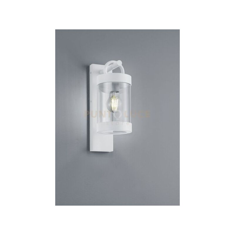 foto del prodotto sambesi applique da esterno lanterna con sensore crepuscolare metallo bianco h. 33cm 1 luce attacco e27