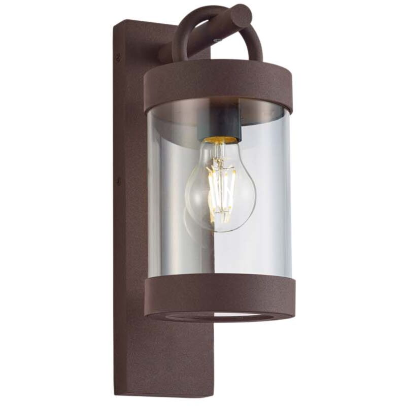 foto del prodotto sambesi applique led da esterno lanterna con sensore crepuscolare metallo ruggine h. 33cm