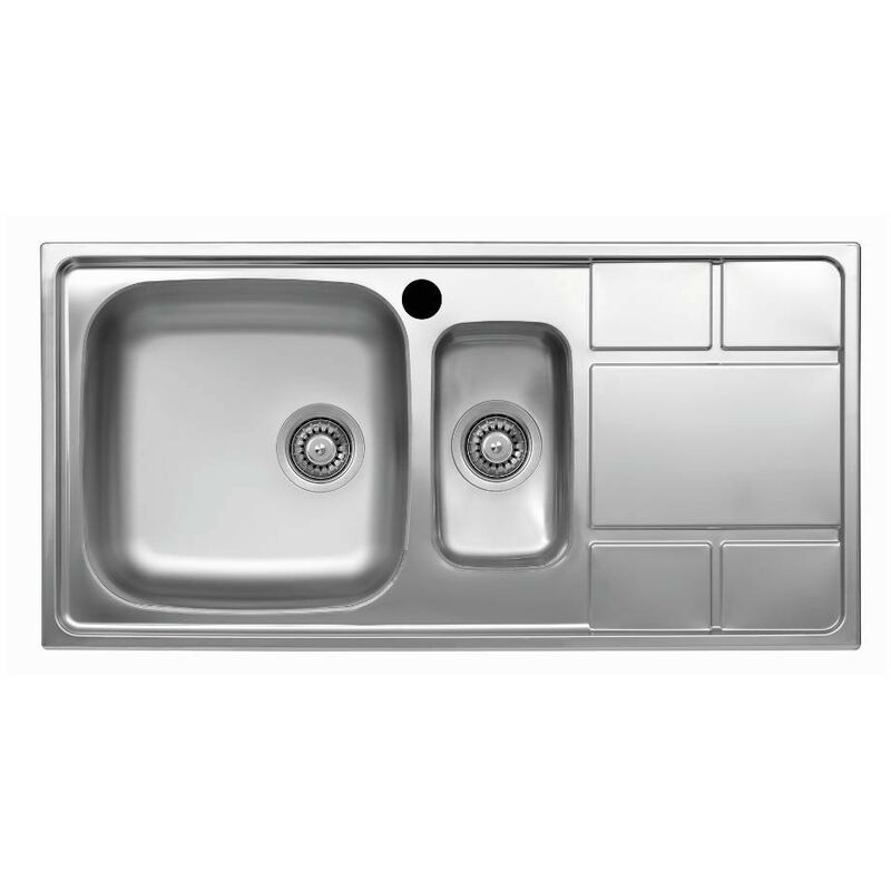 foto del prodotto samet lavello cucina saxt332 2 vasche e gocciolatoio destro 100x50 cm