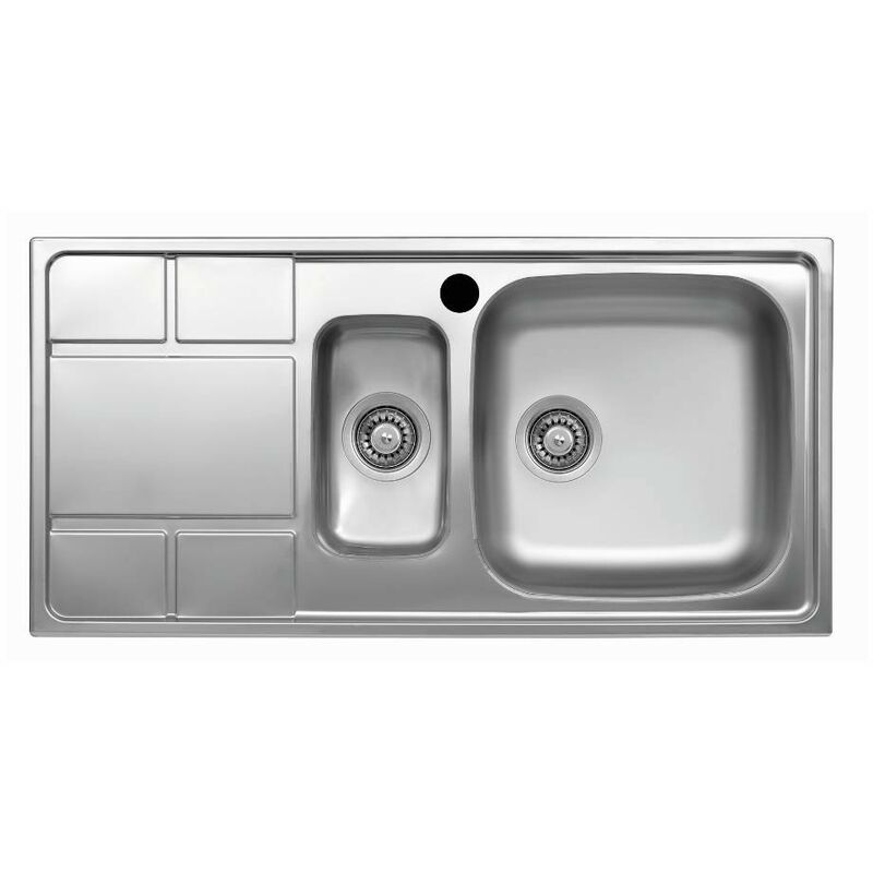 foto del prodotto samet lavello cucina saxt332 2 vasche e gocciolatoio sinistro 100x50 cm