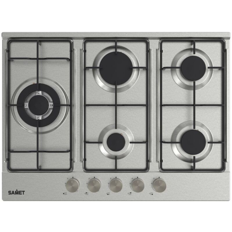 foto del prodotto samet piano cottura a gas in acciaio inox 5 fuochi 70 cm ercole 2.0