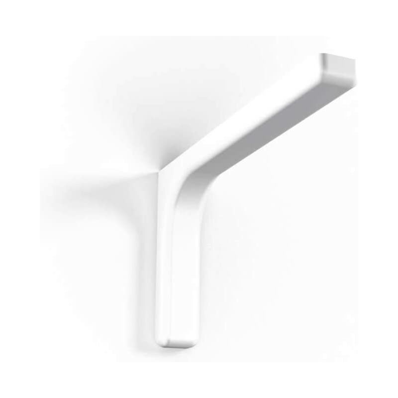 foto del prodotto samit confezione 2 staffe di supporto in acciaio zinco cromato con copertura plastificata per fissaggio mensole a parete 12 cm white