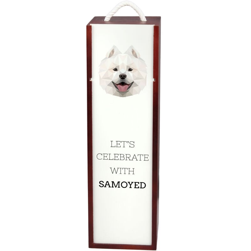 foto del prodotto samoiedo, samoiedo, samojedskaja scatola geometrica con una foto e una scritta per il vino di art dog