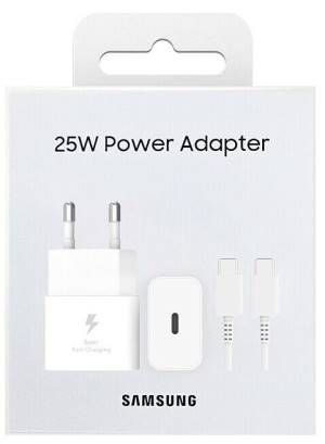foto del prodotto samsung caricabatterie super fast charging 25w con cavo da usb type c a usb type c