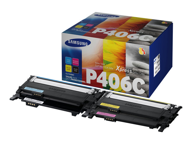 foto del prodotto samsung confezione da 4 cartucce toner originali hp clt p406c ciano magenta giallo nero 