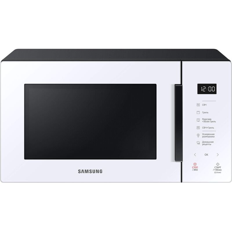 foto del prodotto samsung forno a microonde glass design mg23t5018aw et, cottura croccante, homedessert, microonde grill 800 w 1100 w, 23 l, 49l x 27,5h x 38p