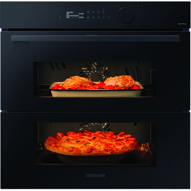 foto del prodotto samsung forno elettrico nv7b5760wbk a vapore dual cook flex 76 lt wi fi classe a nero