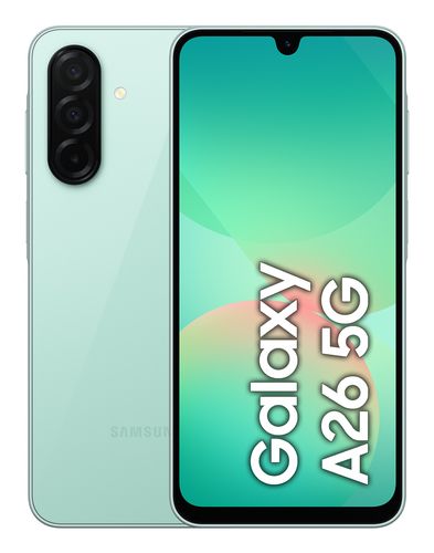 foto del prodotto samsung galaxy a26 5g, smartphone con funzioni intelligenti, display super amoled 6.7 , 6gb ram, 128gb, batteria 5.000 mah, memoria espandibile, mint