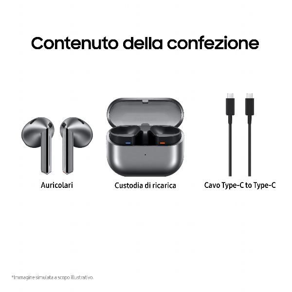 foto del prodotto samsung galaxy buds3 auricolari ai open type true wireless, audio hi fi, impermeabilit ip57, silver