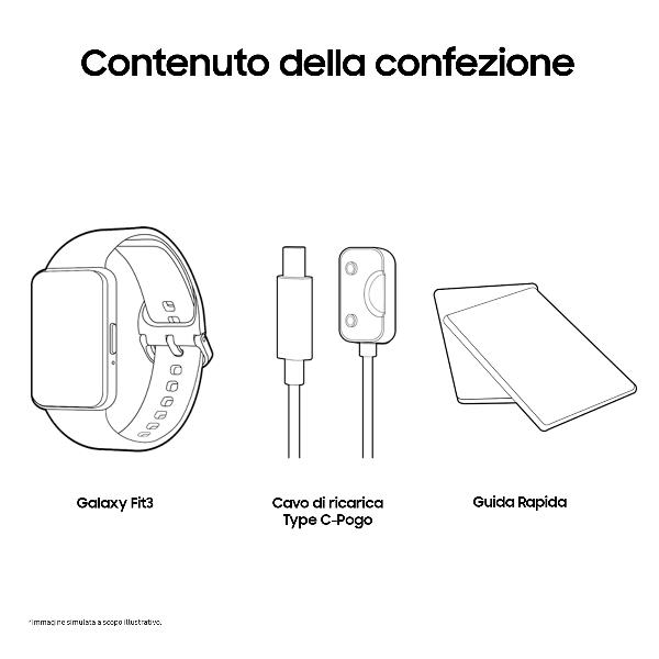 foto del prodotto samsung galaxy fit3 4,06 cm 1.6 amoled 40 mm digitale 256 x 402 pixel touch screen grigio
