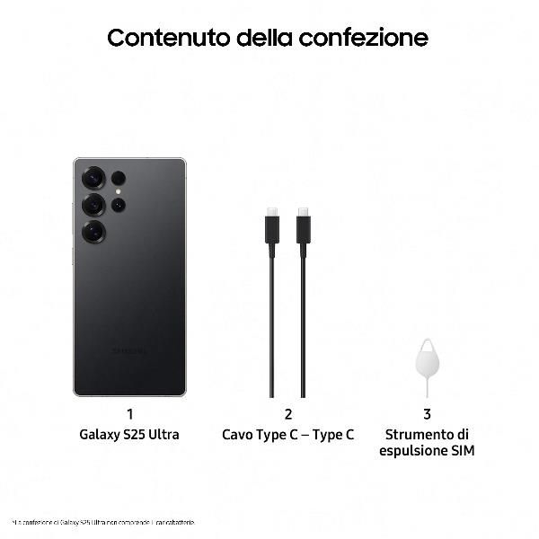 foto del prodotto samsung galaxy s25 ultra sm s938b ds 17,5 cm 6.9 doppia sim android 15 5g usb tipo c 12 gb 256 gb 5000 mah nero, titanio