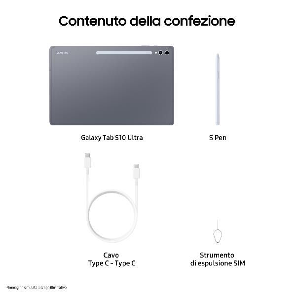 foto del prodotto samsung galaxy tab s10 ultra, tablet ai, display 14.6 dynamic amoled 2x, wi fi, ram 12gb, 256gb, 11.200 mah, android 14, ip68, gray, versione italiana 2024