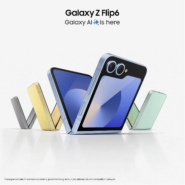 foto del prodotto samsung galaxy z flip6 smartphone ai, 512gb, ram 12gb, display 3,4 samoled 6,7 dynamic amoled 2x, blue