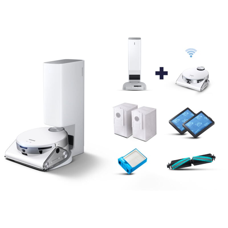 foto del prodotto samsung jet bot ai vr50t95735w robot aspirapolvere senza sacchetto wi fi argento bianco