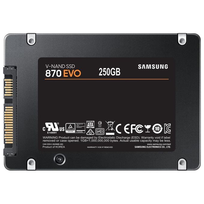 foto del prodotto samsung memorie ssd 870 evo, 250 gb, fattore di forma 2.5, tecnologia intelligent turbo write, software magician 6, colore nero