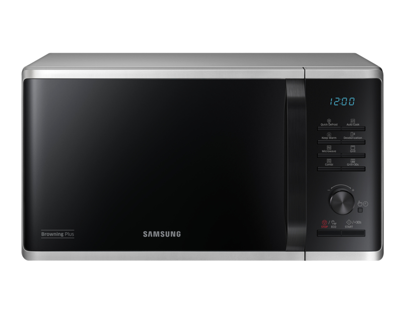 foto del prodotto samsung mg23k3515as nero, argento microonde con grill superficie piana 23 l 800 w