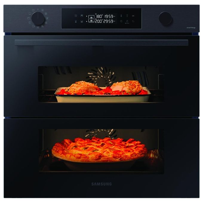foto del prodotto samsung nv7b4540vbb forno elettrico multifunzione con grill da incasso a vapore capacita' 76 litri dual cook flex classe enertgetica a wi-fi 59,5 cm nero