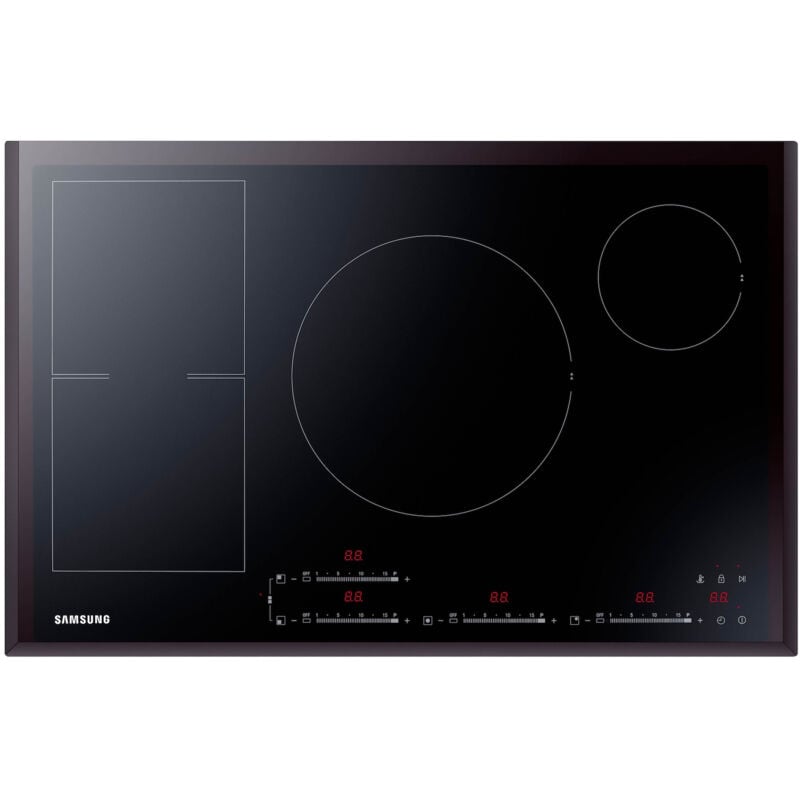 foto del prodotto samsung piano a induzione 80cm nz84f7nc6ab. colore del prodotto nero, posizionamento dell apparecchio da incasso, dimensione della larghezza del