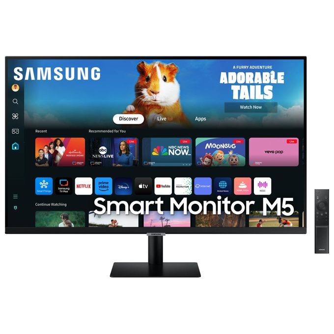 foto del prodotto samsung smart monitor m5 s27dm500 nero 27 display va, fhd 1920 x 1080 , 60hz, 4ms, inclinabile, 2 x hdmi 1.4 , 2 x usb a, smart tv, gaming hub