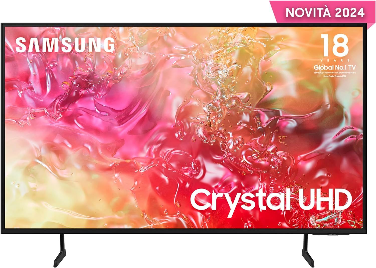 foto del prodotto samsung tv crystal uhd 4k 43 ue43du7170uxzt smart tv wi fi black 2024, processore crystal 4k, 4k upscaling, slim look design, ots lite