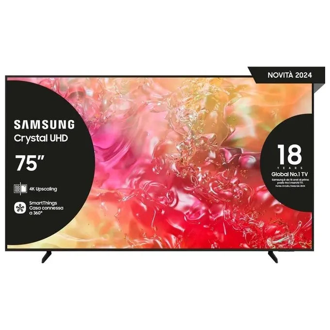 foto del prodotto samsung tv crystal uhd 4k 75 pollici ue75du7170uxzt smart tv wi fi black 2024 processore crystal 4k 4k upscaling slim look design ots lite