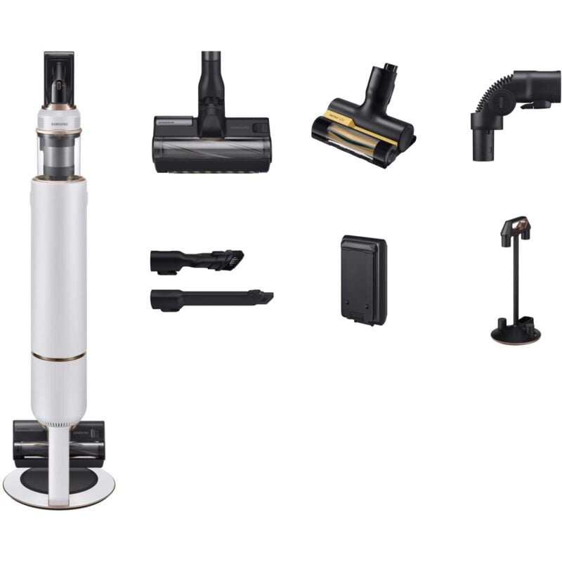 foto del prodotto samsung vs20b95823w. tipo di prodotto aspirapolvere a bastone 2 in 1, tipo di contenitore della polvere senza sacchetto, colore del prodotto 