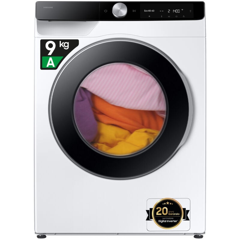 foto del prodotto samsung ww90dg6g94lku3. tipo di carica caricamento frontale. capacit cestello 9 kg, classe di efficienza della centrifuga b, silenziosit 