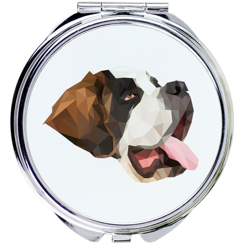 foto del prodotto san bernardo, cane di san bernardo bernarda uno specchio con una foto e una scritta geometrica di art dog