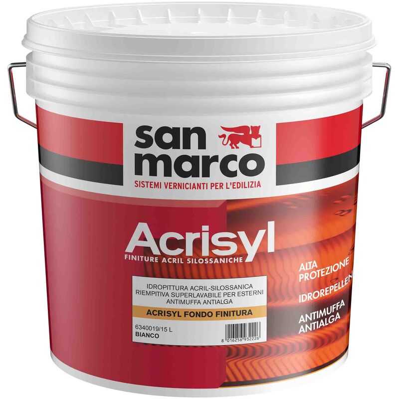 foto del prodotto san marco acrisyl fondo finitura acril silossanica bianca lt 15 per esterni