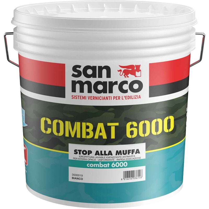 foto del prodotto san marco combat 6000 pittura lavabile antimuffa per interni bianca lt 4