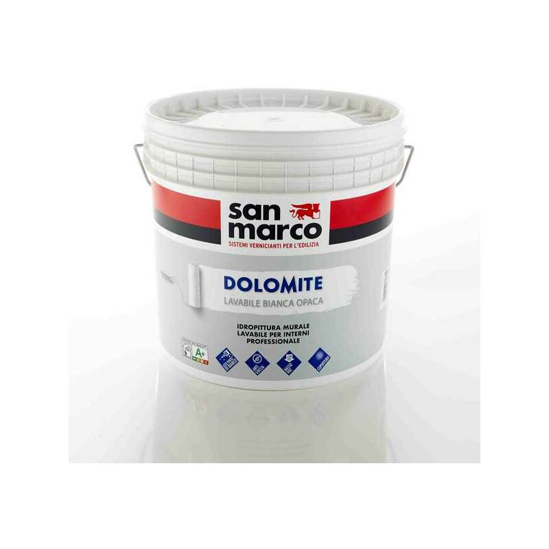 foto del prodotto san marco dolomite idropittura lavabile bianco opaco coprente conf. 12,5 lt