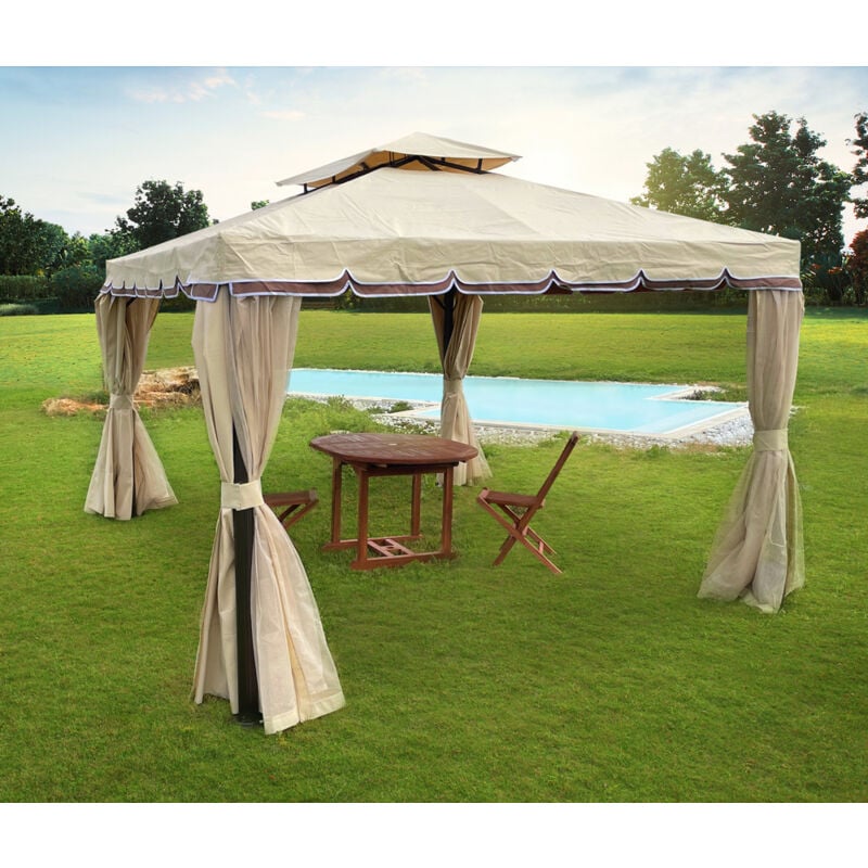 foto del prodotto san marco gazebo da arredo esterno 3x4 mt con tende e zanzariera