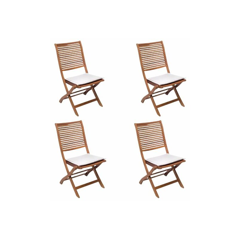foto del prodotto san marco set 4 sedie da esterno pieghevoli in teak set 4 sedie in teak con cuscino