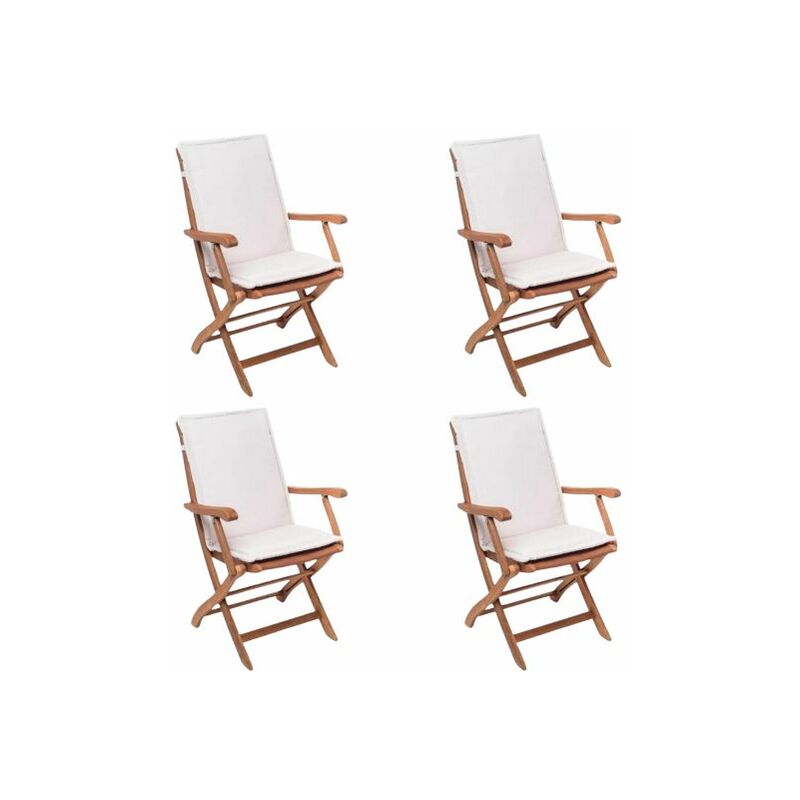 foto del prodotto san marco set 4 sedie da esterno pieghevoli in teak set 4 sedie in teak con cuscino e schienale