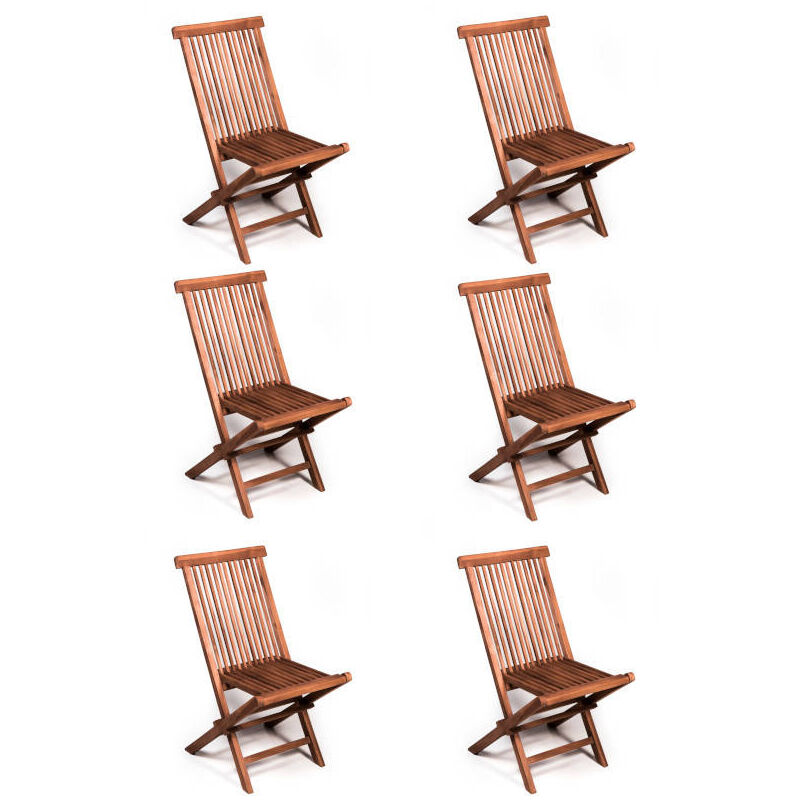 foto del prodotto san marco set 6 sedie da esterno pieghevoli in teak set 6 sedie in teak con cuscino