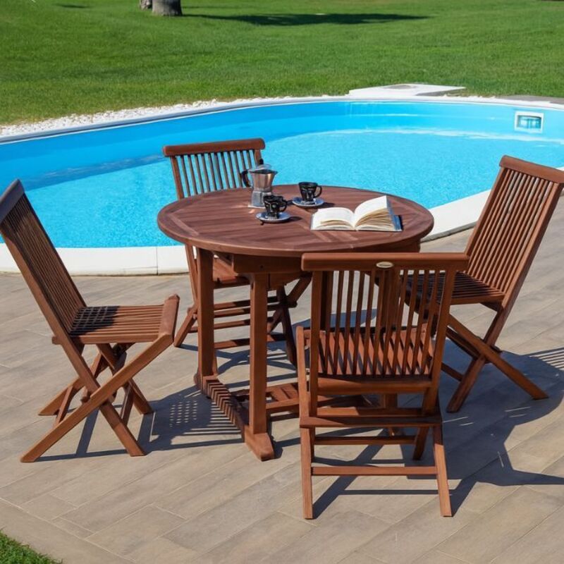 foto del prodotto san marco set da giardino in teak con tavolo allungabile e 4 sedie