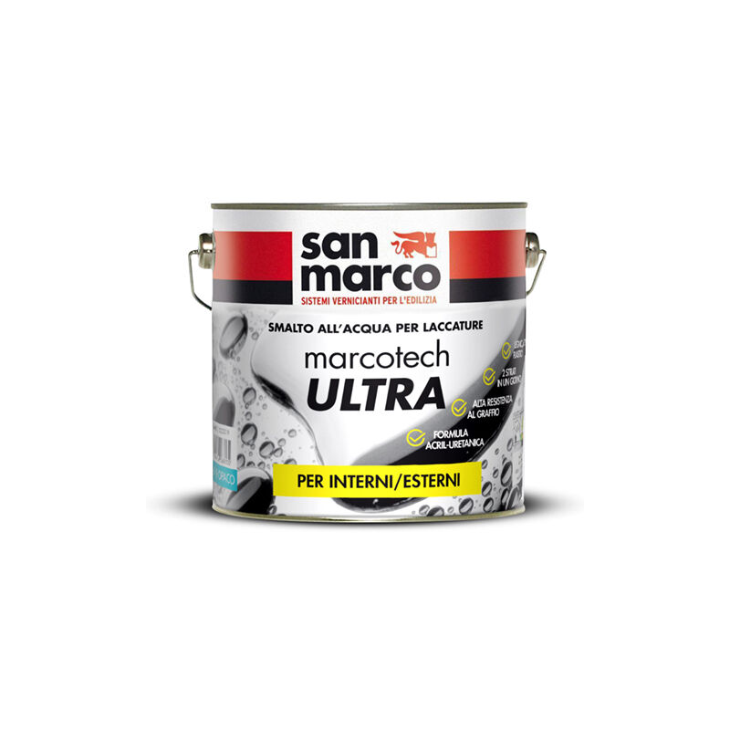 foto del prodotto san marco smalto all acqua laccatura marcotech ultra au10 bianco lt.0,75
