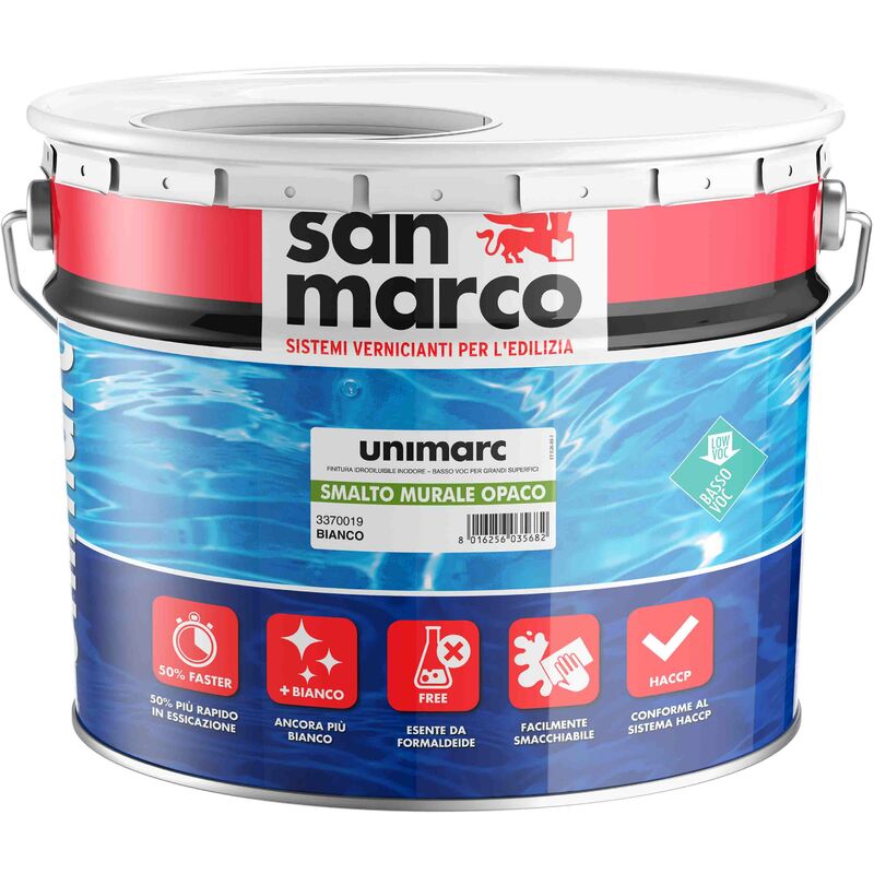 foto del prodotto san marco smalto murale superlavabile unimarc opaco bianco lt.10