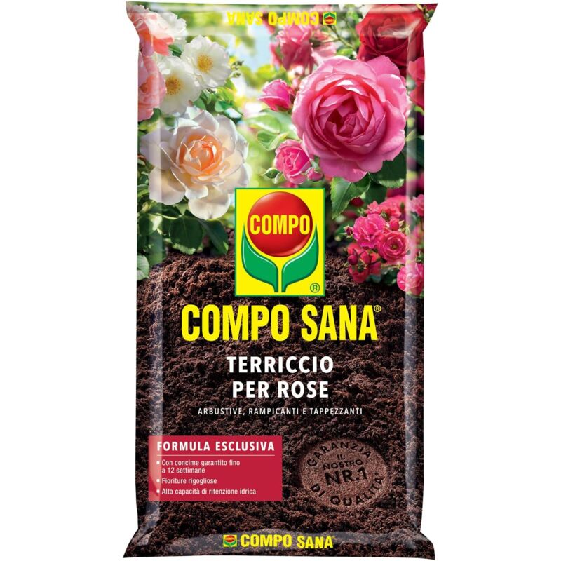 foto del prodotto sana terriccio per rose, per rose in vaso o in piena terra, con guano, sacco 50 l compo