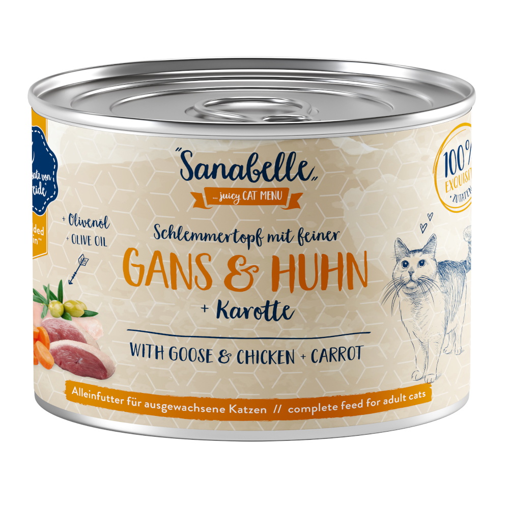 foto del prodotto sanabelle carne in salsa 6 x 180 g alimento umido per gatti oca pollo