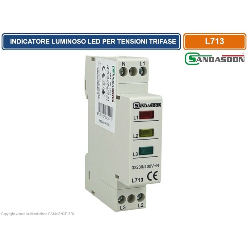foto del prodotto sandasdon indicatore luminoso led su guida din 1 modulo per tensione trifase spia di segnalazione