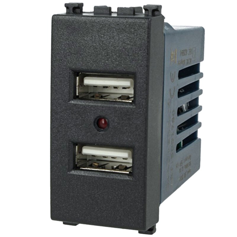 foto del prodotto sandasdon - modulo caricatore 2 porte usb 5v 2,1a nero compatibile vimar arke