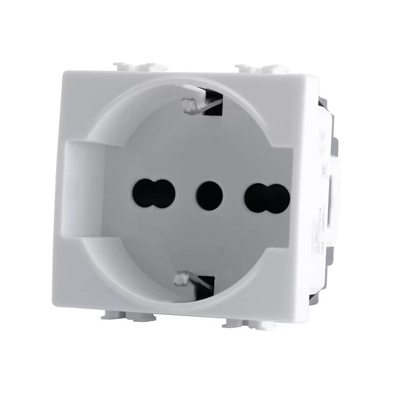 foto del prodotto sandasdon presa schuko universale 16a 250v 2 moduli compatibile matix bianco