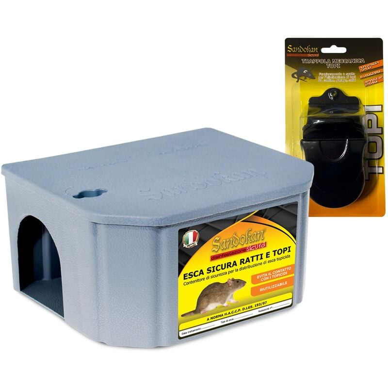 foto del prodotto sandokan combo scatola contenitore haccp con chiavi e trappola a scatto per topi