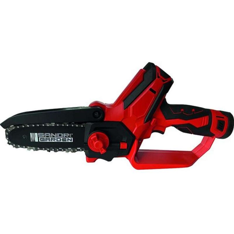 foto del prodotto sandrigarden mini sega a batteria 12v potatore elettrico 185mm 2 batterie