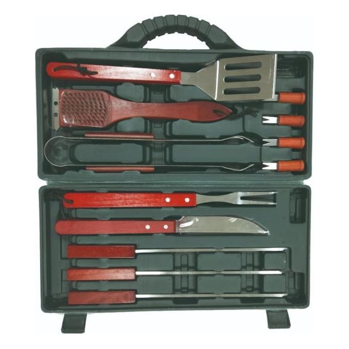 foto del prodotto sandrigarden set per barbecue 12 pezzi acciaio inox e legno in valigetta