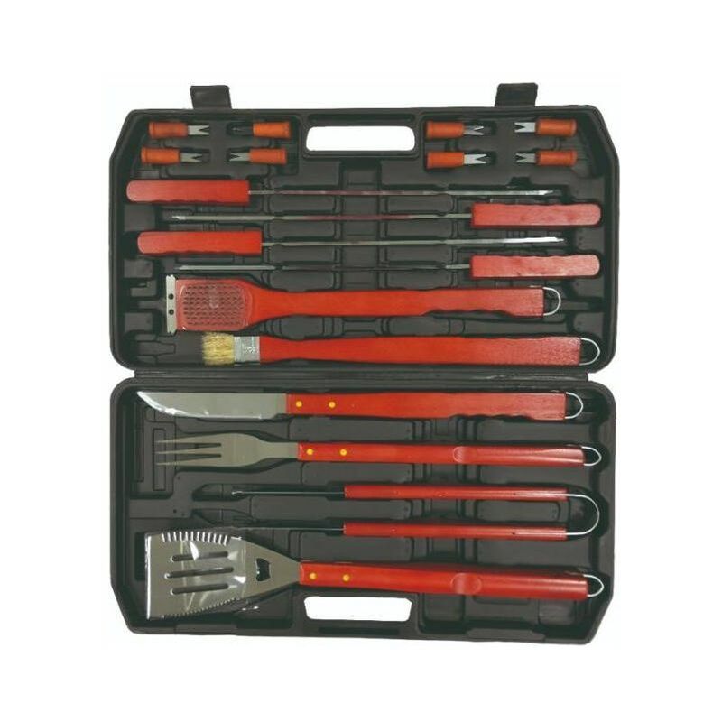foto del prodotto sandrigarden set per barbecue 18 pezzi acciaio inox e legno in valigetta